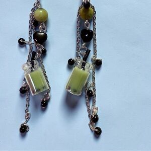 Matcha boba tea whimsical dangle earrings
